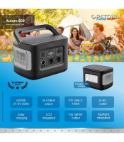 Portable Powerstation 600Wh 600W/230V USB5V/2.4A DC12V/10A