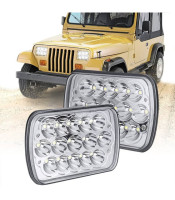 7x6" Rectangular Chrome LED Headlights