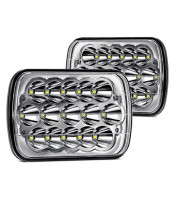 7x6" Rectangular Chrome LED Headlights