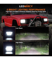 7x6" Rectangular Chrome LED Headlights