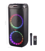 Двоен 8 инча RGB LED светлинен високоговорител Безжичен микрофон Караоке 40 W Bluetooth високоговорители за парти