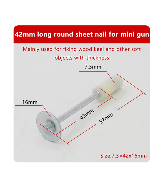 100pcs 7.3mm/ 47mm Nail Gun Accessories Metal Wall Fastening