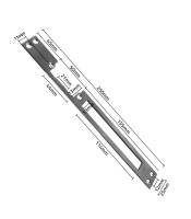 Double-sided straight plate for electric door strike | Catch plate | 250mm | Stainless steel