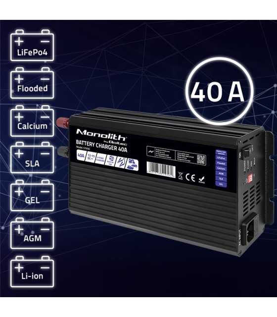 Monolith charger for LiFePO4 AGM GEL SLA batteries | 40A | 12V