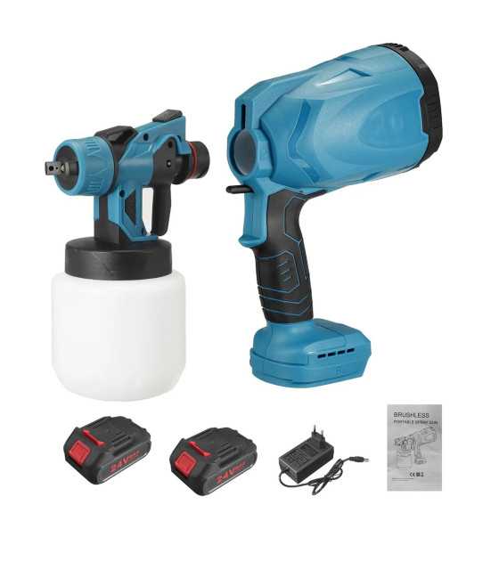 Electric Cordless Paint Sprayer Hvlp Spray Gun Fence Sprayer With 2 Battery