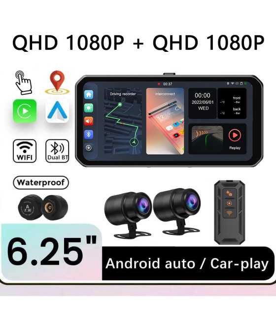 Motorcycle Motorcycle Riding Wireless carplay Apple 6.25-inch Electric Vehicle GPS Navigator Recorde