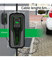 EV електрически автомобил с регулиране 2в1 Тип2 | 11kW | 3 фази | CEE 5 PIN| LCD | Преносим | Wallbox | 5м