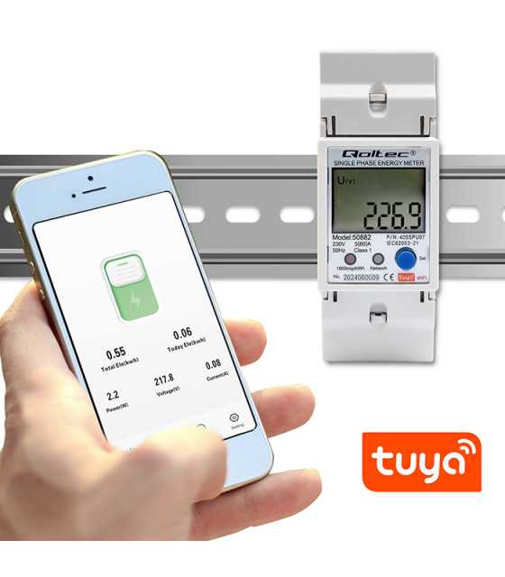 Single phase electronic energy consumption meter for DIN rail | 230V | LCD | Wi-Fi