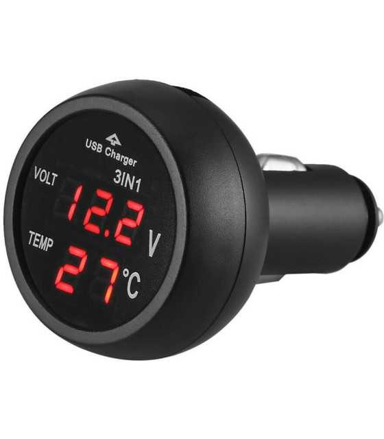 DC 12V-24V LED Display Cigarette Lighter Electric Voltage Meter tes...