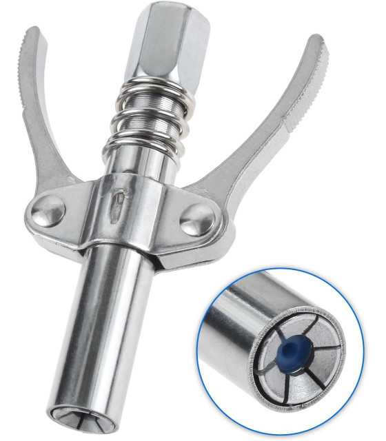 Double Handle Quick Lock Release Grease Tips Ends Couplers, Grease Gun Tip Grease Fittings Compatible with All Grease