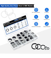 165PCS Bonded Sealing Washers, NBR Metric Zinc-Plated Steel Self-Centred Sealing Rubber Washers