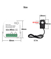 Tuya Smart ZigBee Energy Meter Bidirection 1, 2 Channel with Current Transformer Clamp App Monitor Power 80A