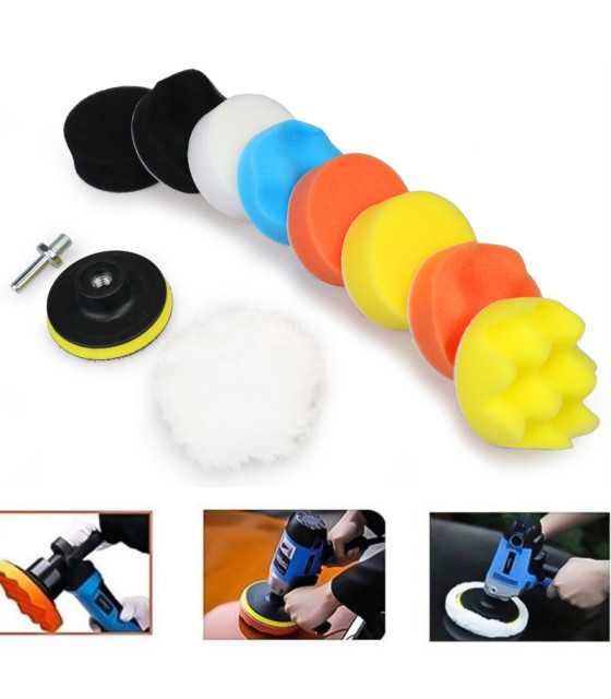 Polishing Pad Kit 8 Pcs Buffing Pads Kits Drill Adapter Sanding Sponge for Polishing Waxing Cleaning Set 100mm