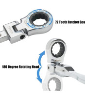 Rotatable Ratchet Wrench Set, 72 engrenagem balançando a cabeça, Combinação intercambiáveis, 180 ° Torque flexível