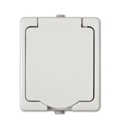 Outdoor wall socket, 2P+E, single, 16A, 250VAC, grey, IP54ODL-PF01