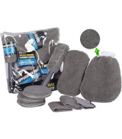 Microfiber Pro-User 9 in 1 Car Cleaning kit with Cloth and Dual Sided Hand Gloves and Sponge