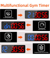 Gym Timer, 16.5" Large Digital Wall Clock for Gym Interval Workout, Remote Control LED