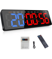 Gym Timer, 16.5" Large Digital Wall Clock for Gym Interval Workout, Remote Control LED