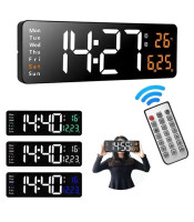 16 Inch Wall-mounted Digital Wall Clock Remote Control Temp Date Week Display