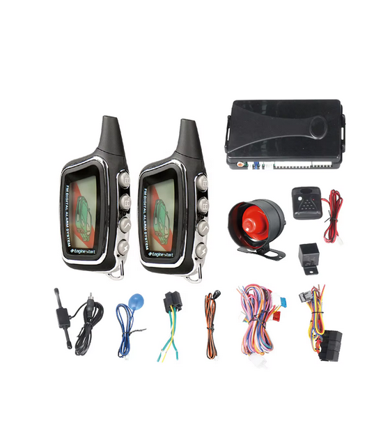 2 Way Car Alarm System Remote Start LCD Pager Display Shock Sensor Kit