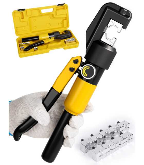 10 Tons Hydraulic Crimping Tool Cable Lug Terminal Crimper with 8 Pairs of Dies