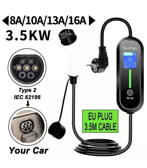 SQWP2FG5P3XWL CHARGER EV/PHEV AC TYPE 2 3,7KW 16A 230V SCHUKO HOME LINE BLACK