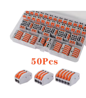 50PCS Lever Wire Nuts, Compact Lever Wire Connectors Kit, Electrical Wire Nuts Puch in 28-12 AWG, Quick Disconnect Wire Splicing