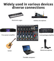 Dj Mixers 7 Channel Audio Mixer Sound Board with Bluetooth, Usb Audio Interface with 48V Phantom Power