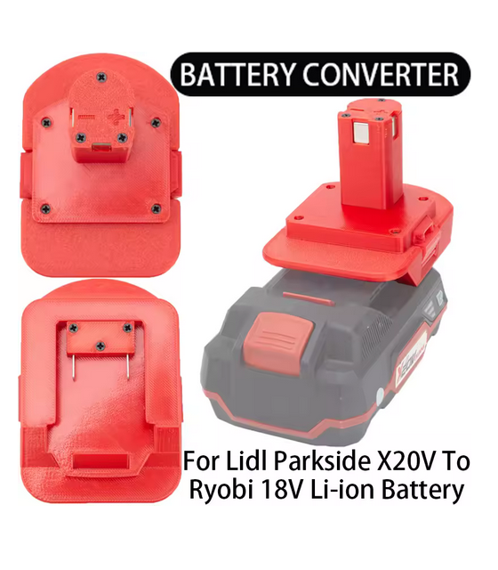 Адаптер за батерия за инструменти Ryobi ONE+ 18V Li-Ion, конвертор към LIdl Parkside X20V Li-Ion, адаптер за батерия