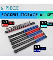 6 Pieces 1/4 3/8 1/2 Inch Socket Storage Rack Slide Rail Holder Heavy Duty Mountable