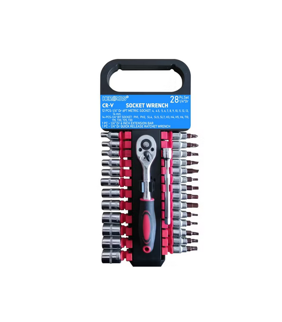 Socket set 1/4 and accessories -28pcs