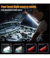 Car Repair Working Flashlight 360° Rotatable COB Red Light 2000mAh Dual Adjustable Magnetic Fixed Clamp USB-C