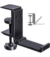 Foldable Headphone Stand Hanger Under Desk Clamp Save Space Metal Headphone Headset Holder for Universal Headphones