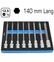 8PCS 1/2 INZ DR.140MML HEX BIT SOCKET SET