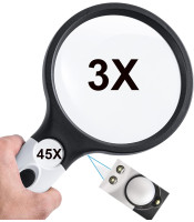 45x hand-held magnifier 3 LED