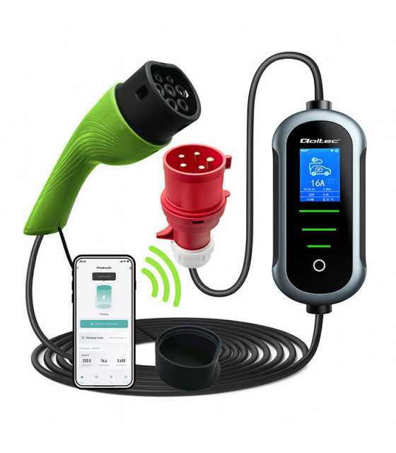 EV с регулация 2в1 Тип2 | 11kW | 400V | Wi-fi | TUYA | SMART LIFE | LCD | Portable | Wallbox | 5m