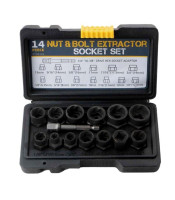 14pcs Nut & Bolt Extractor Socket Set Car Repair Tool Impact Socket Set 6.35mm-19mm Cr-Mo Steel Hand Tools