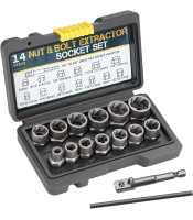 14pcs Nut & Bolt Extractor Socket Set Car Repair Tool Impact Socket Set 6.35mm-19mm Cr-Mo Steel Hand Tools