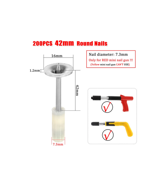 200PCS 42mm Round Steel Nails for Manual Steel Nails Gun Accessories Multipurpose