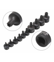 A-1M10TS 10PCS 1/4" + 3/8" DR. TORX STUBBY IMPACT TAMPER BIT SOCKET