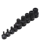 A-1M9TSB 9PCS 1/4" + 3/8" DR. 12PT STUBBY IMPACT BIT SOCKET