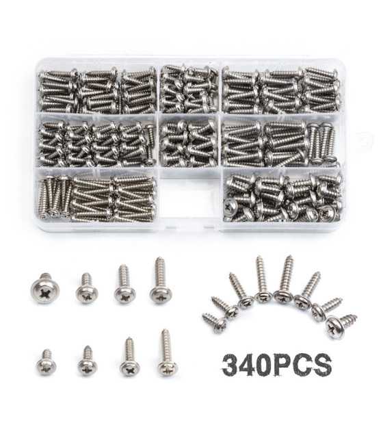 Set of 340 stainless steel screws