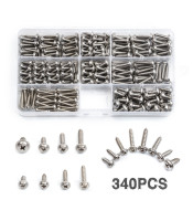Set of 340 stainless steel screws