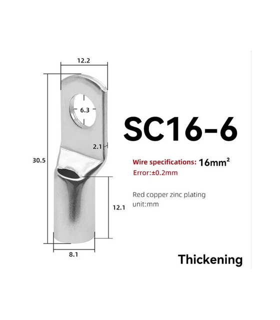 COPPER SINGLE-HOLE TERMINAL LUG SC16-6
