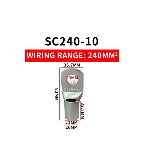 COPPER SINGLE-HOLE TERMINAL LUG SC240-10