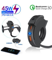 ΒΥΣΜΑ USB ΜΟΤΟΣΥΚΛΕΤΑΣ ΔΙΠΛΟ Quick Charge Ports - 30W Type-C and QC 3.0 18W USB