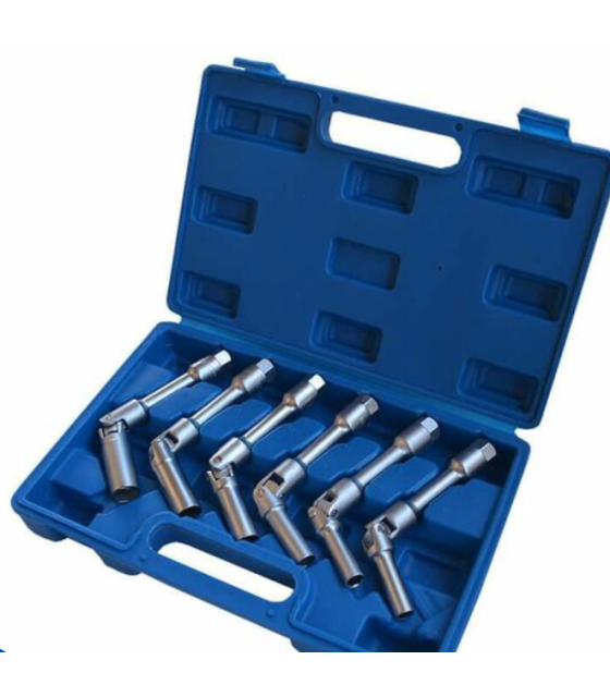 Swivel Spark Plug Socket Set, 6 Point Glow Plug Removal and Installation Tool 8mm 9mnm 10mm 12mm 14mm 16mm