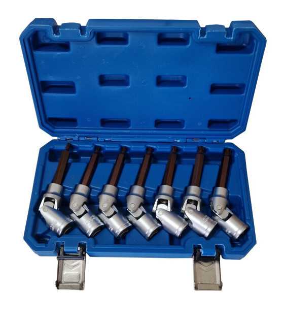 Set 7 TORX 1/2" compass jointed keys with T25 T27 T30 T35 T40 T45 T50 joint