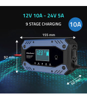Intelligent charger for STD AGM GEL LiFePO4 battery with repair function |12-24V |10A | LCD | 9 modes