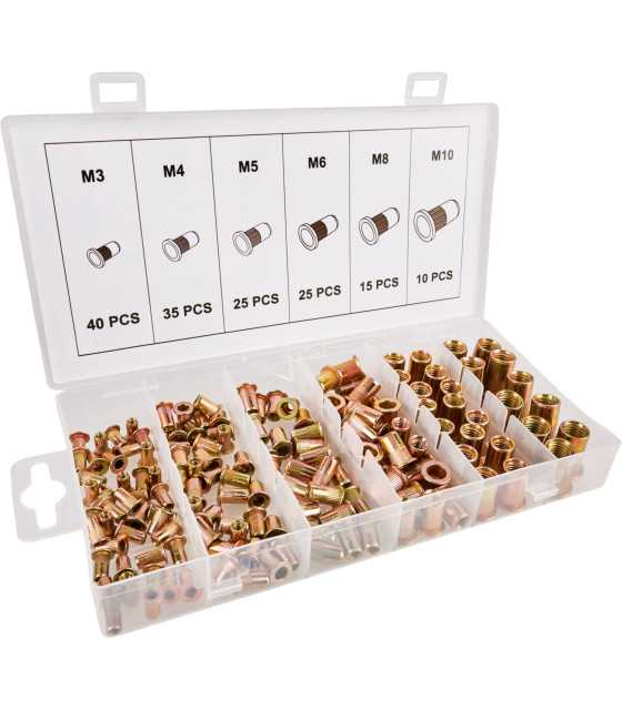 Set of steel rivet nuts M3-M10 150 pcs. KD12676
